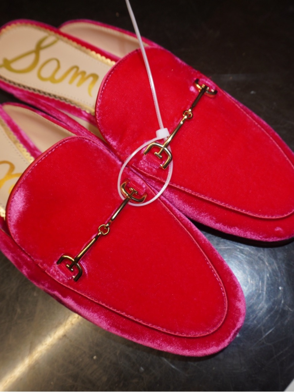 Sam Edelman Hot Pink Velvet Horsebit Loafers